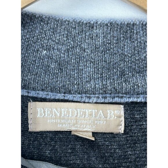 Benedetta B. Size M Merino Wool Cashmere Blend Neck Closure Open Cardigan Italy - Picture 7 of 13